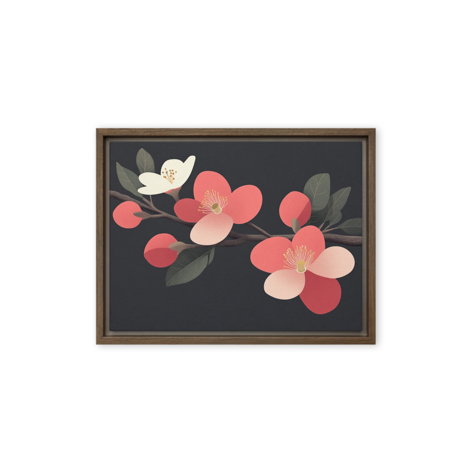 Coral Blossoms on Charcoal