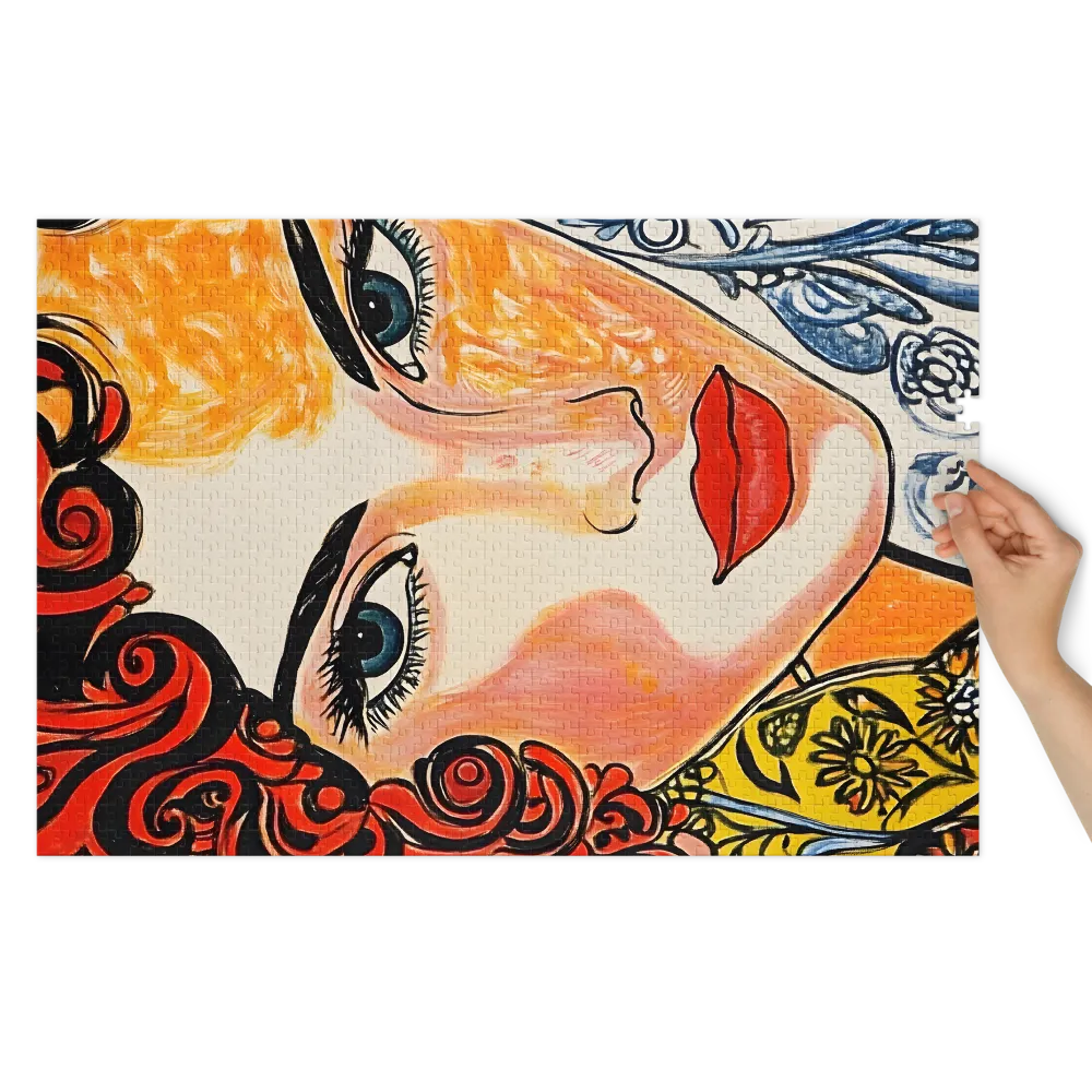Retrato Estilizado Vibrante 
 Puzzle em caixa de metal