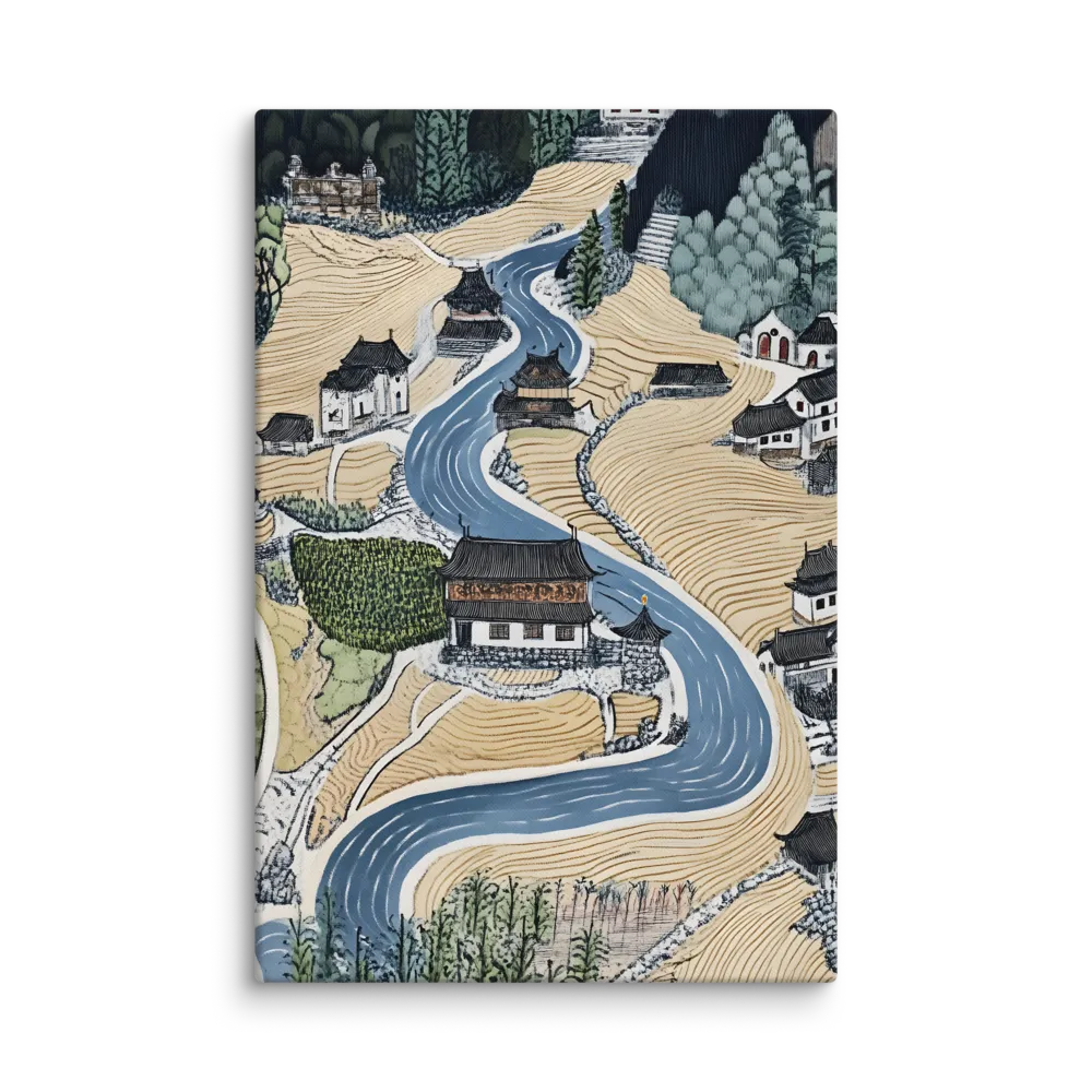 Serene Terraced Village 
 Canvas | 20″x 28″