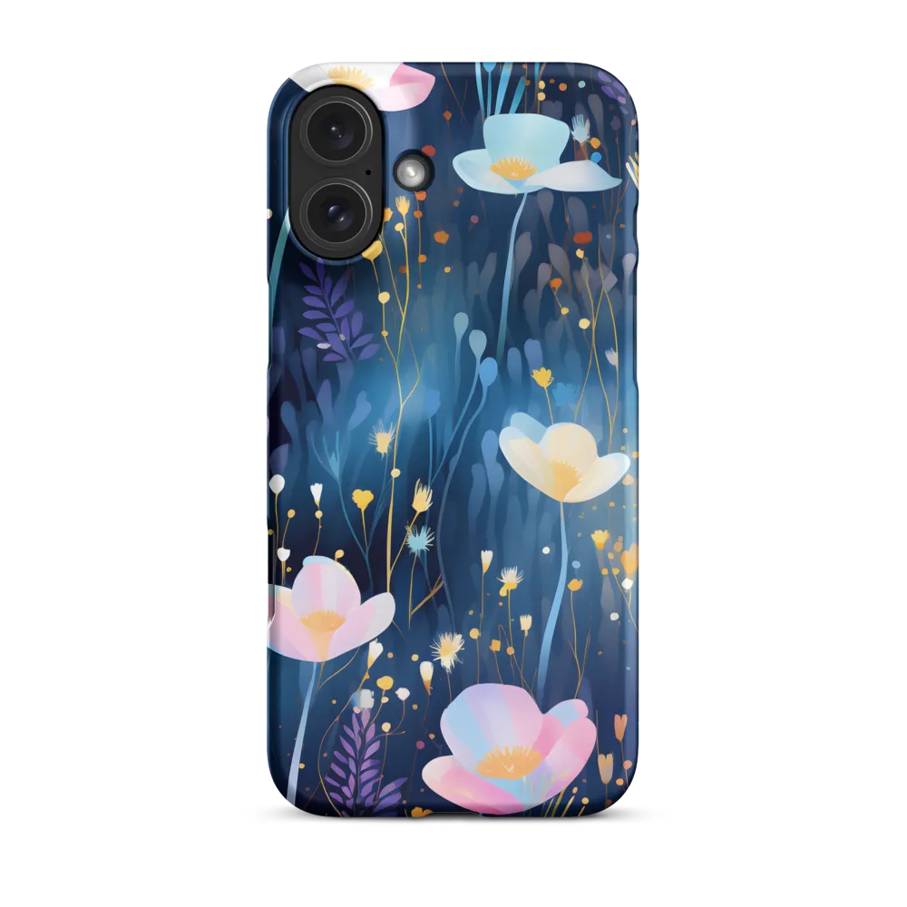 Floral Digital Illustration on Blue Background | Phone Case