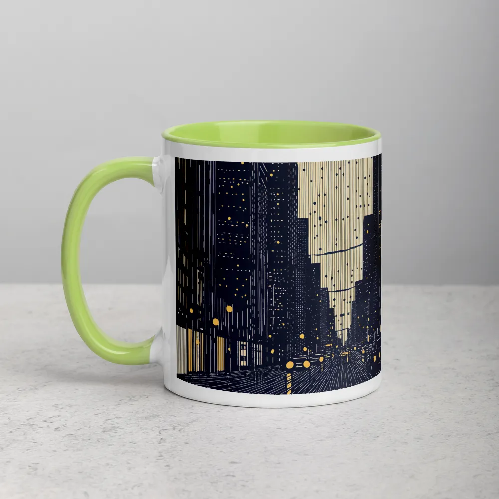 Golden Metropolis Rain 
 Mug with Black inside