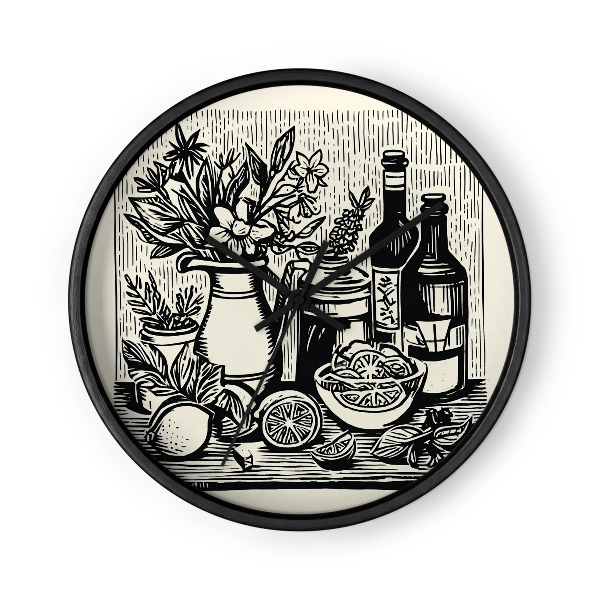 Citrus and Floral Linocut