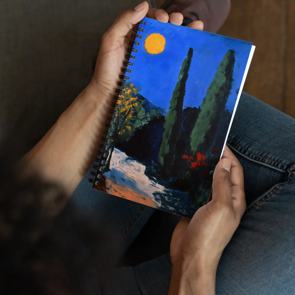 Cypress Moonlit Path 
 Spiral Notebook | 140 pages