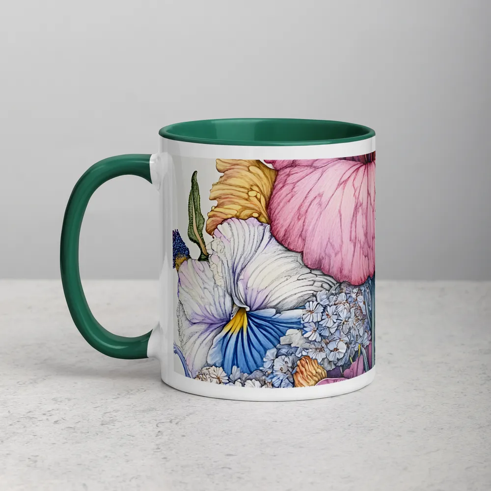Whispering Botanicals 
 Mug with Dark Green inside