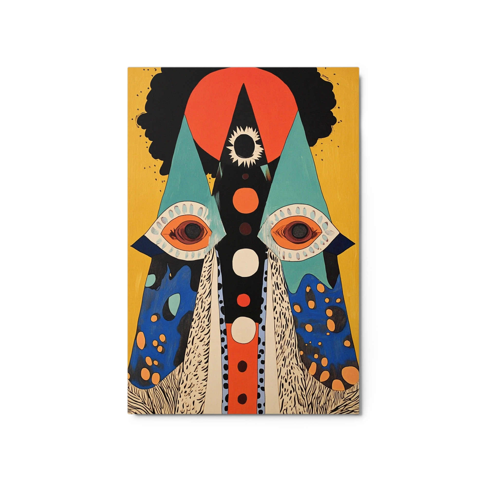 Abstract Portrait with Eyes and Geometric Shapes