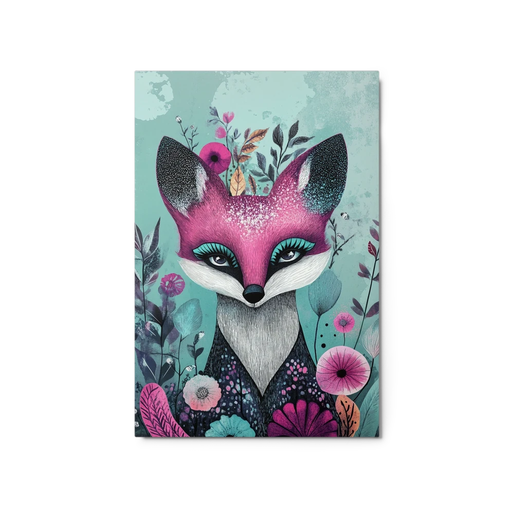 Whimsical Floral Fox Portrait | Art Print