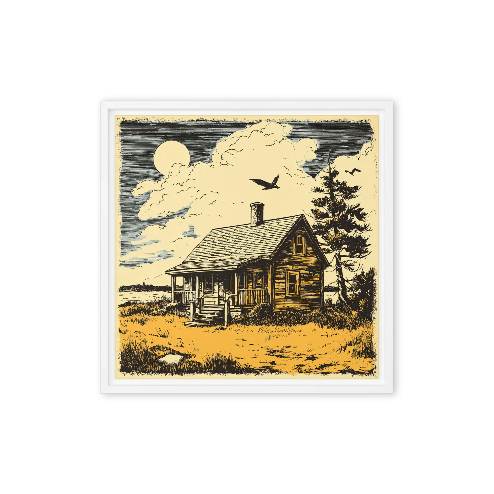 Moonlit Serenity: Lakeside Cabin