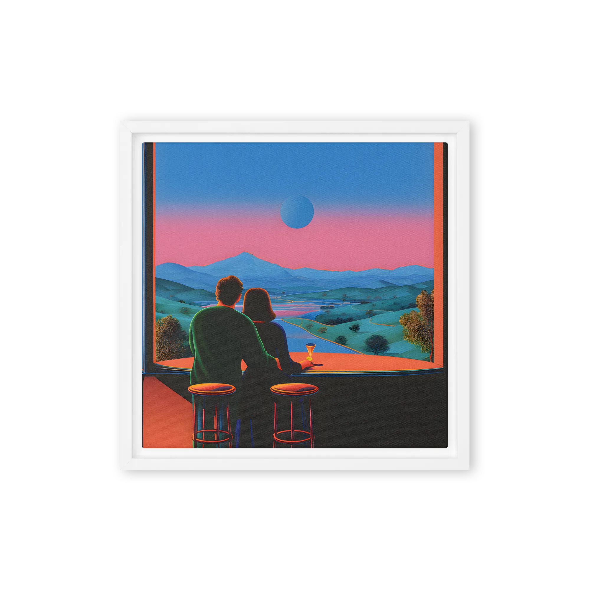 Retro Sunset Vista 
 Canvas | 8″x 8″