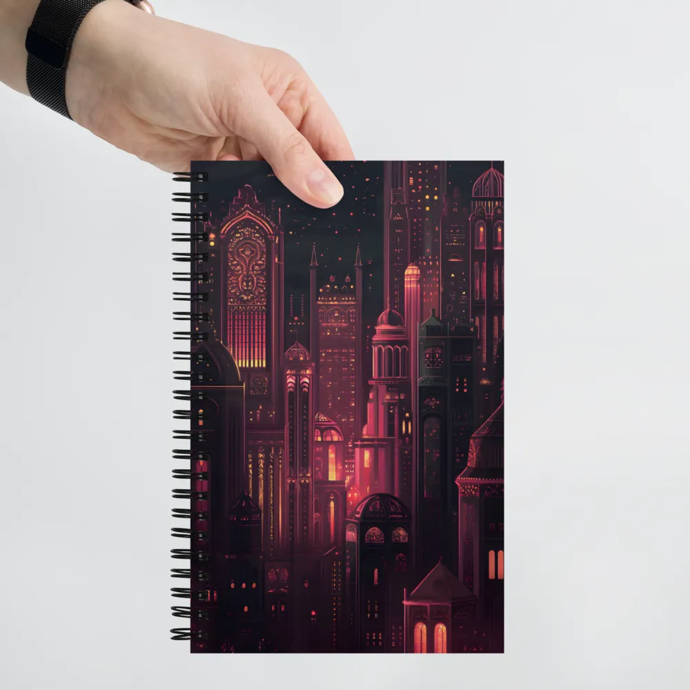 Neo-Gothic City at Night 
 Spiral Notebook | 140 pages
