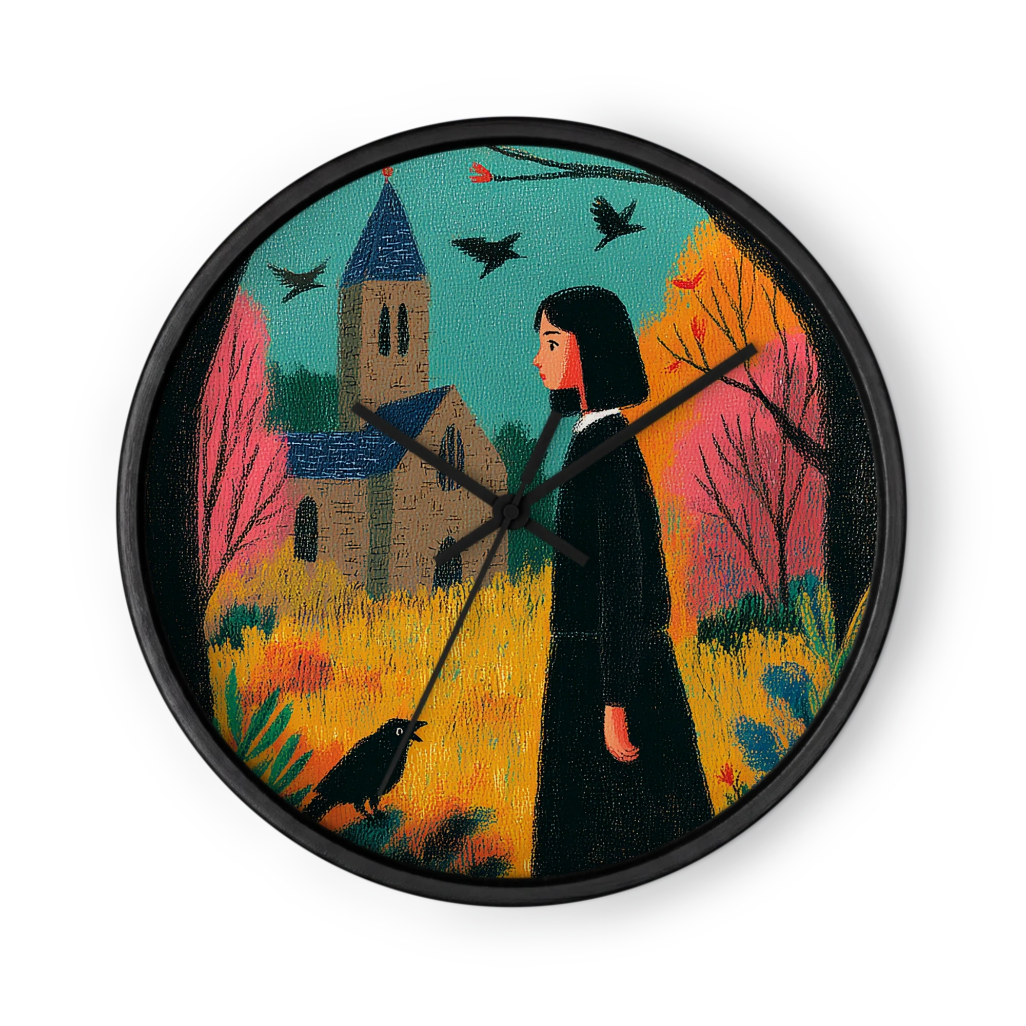 Girl in Black with Ravens