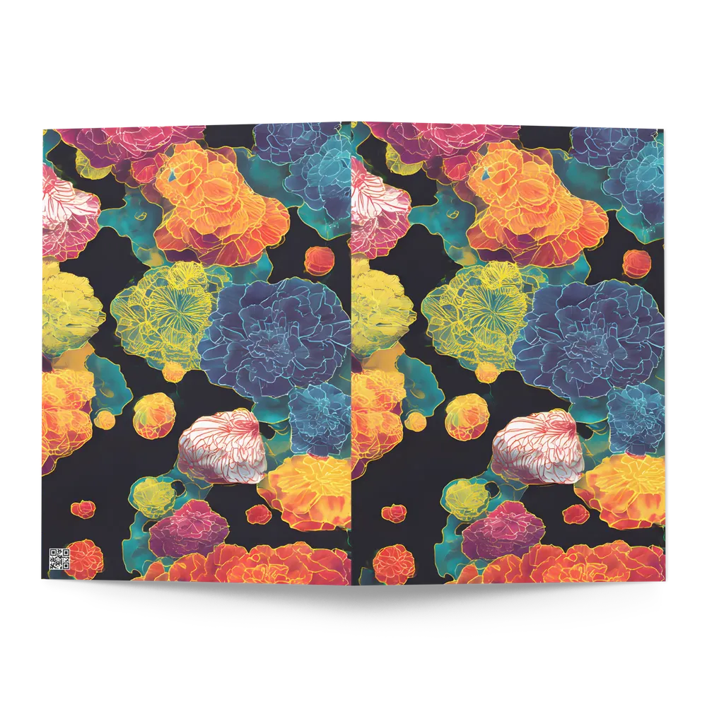 Neon Peony Tapestry | Greeting Card | 5″×7″