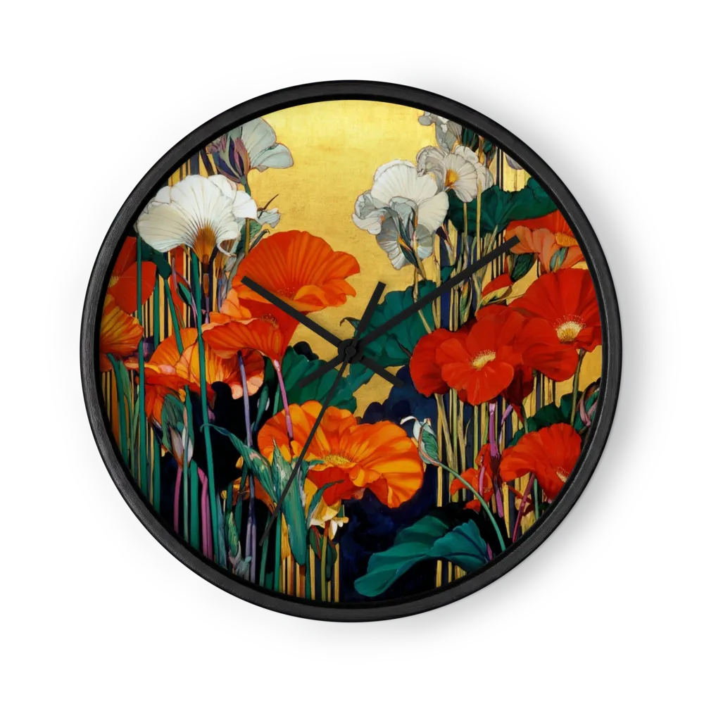 Golden Floral Elegance | Wall Clock