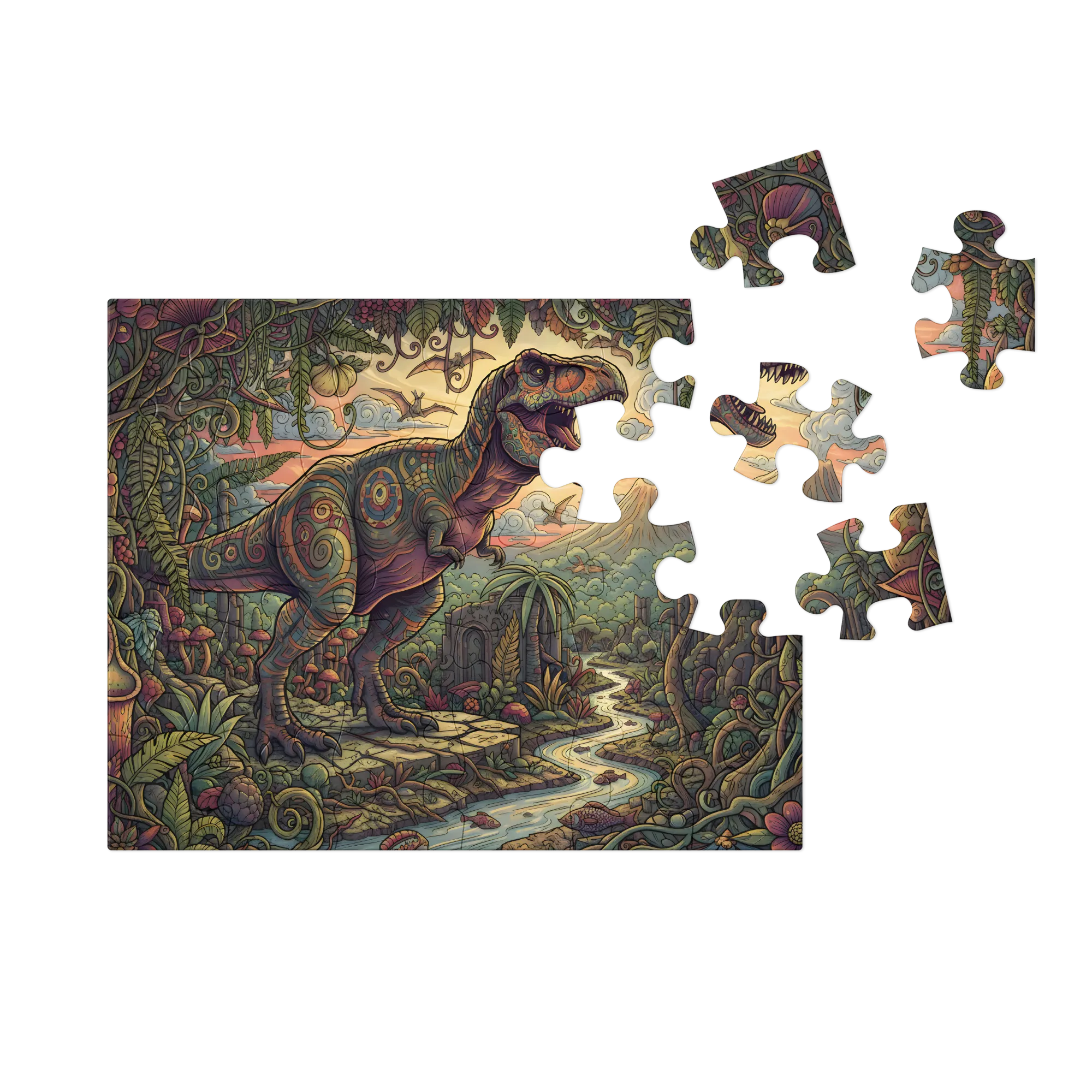 Vinebound Tyrannosaurus 
 Jigsaw Puzzle in Tin Box
