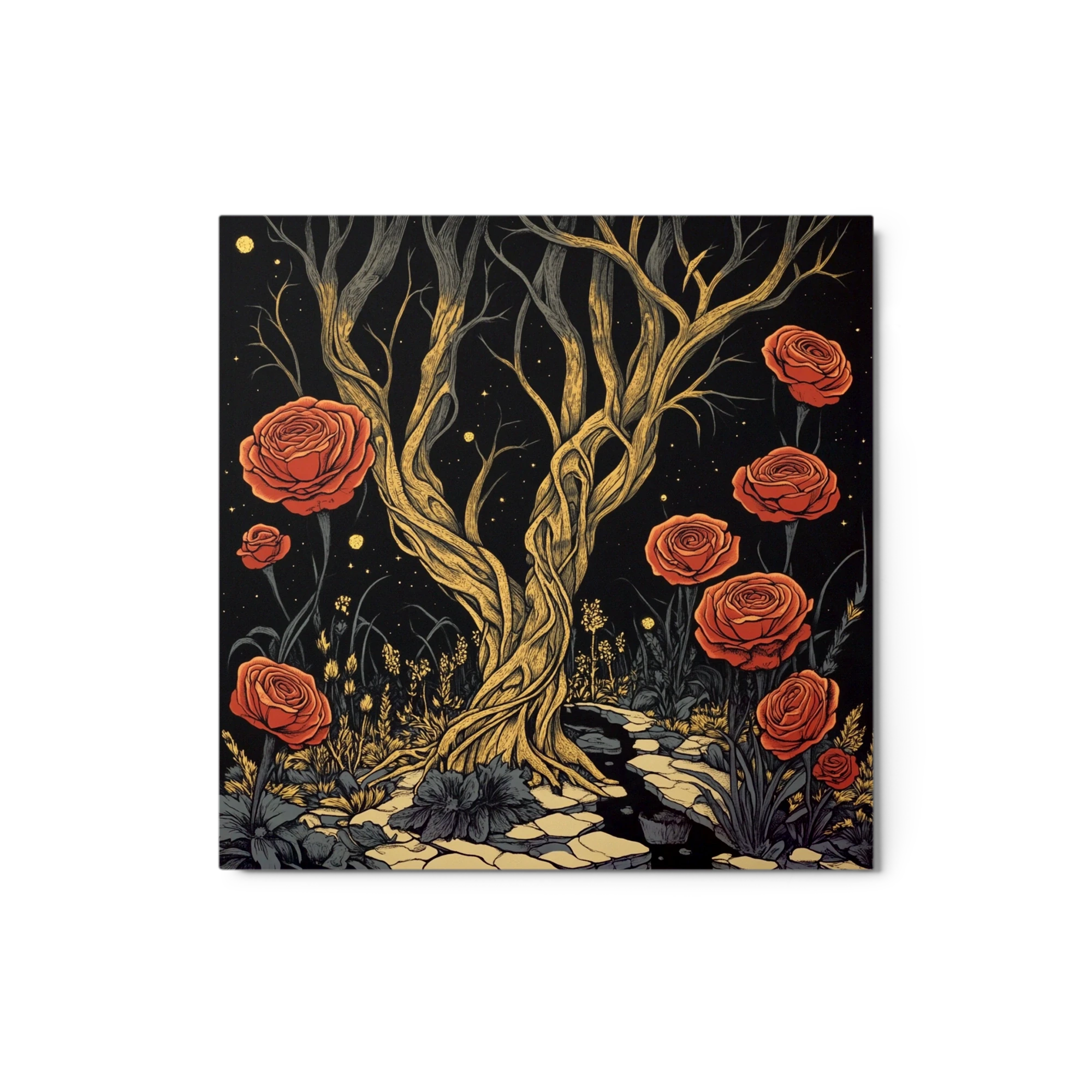 Twisted Tree and Red Roses