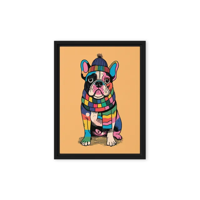 Vibrant Frenchie in Winter Wear | Art Print