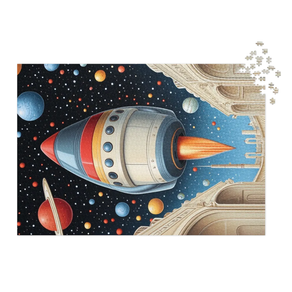 Colorful Rocket in Space