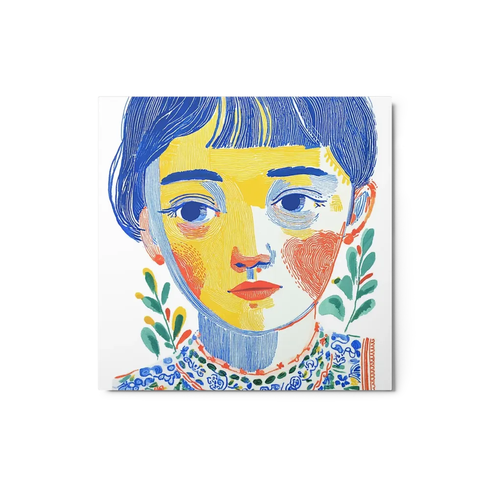 Linework Portrait in Yellow and Blue | Art Print