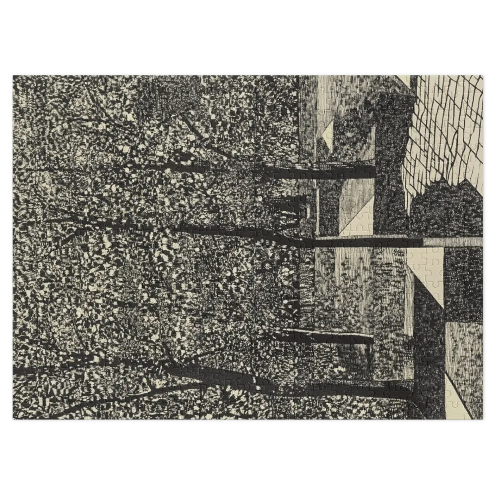 Abstract Black and White Landscape with Trees | Jigsaw Puzzle (252/520 pieces)