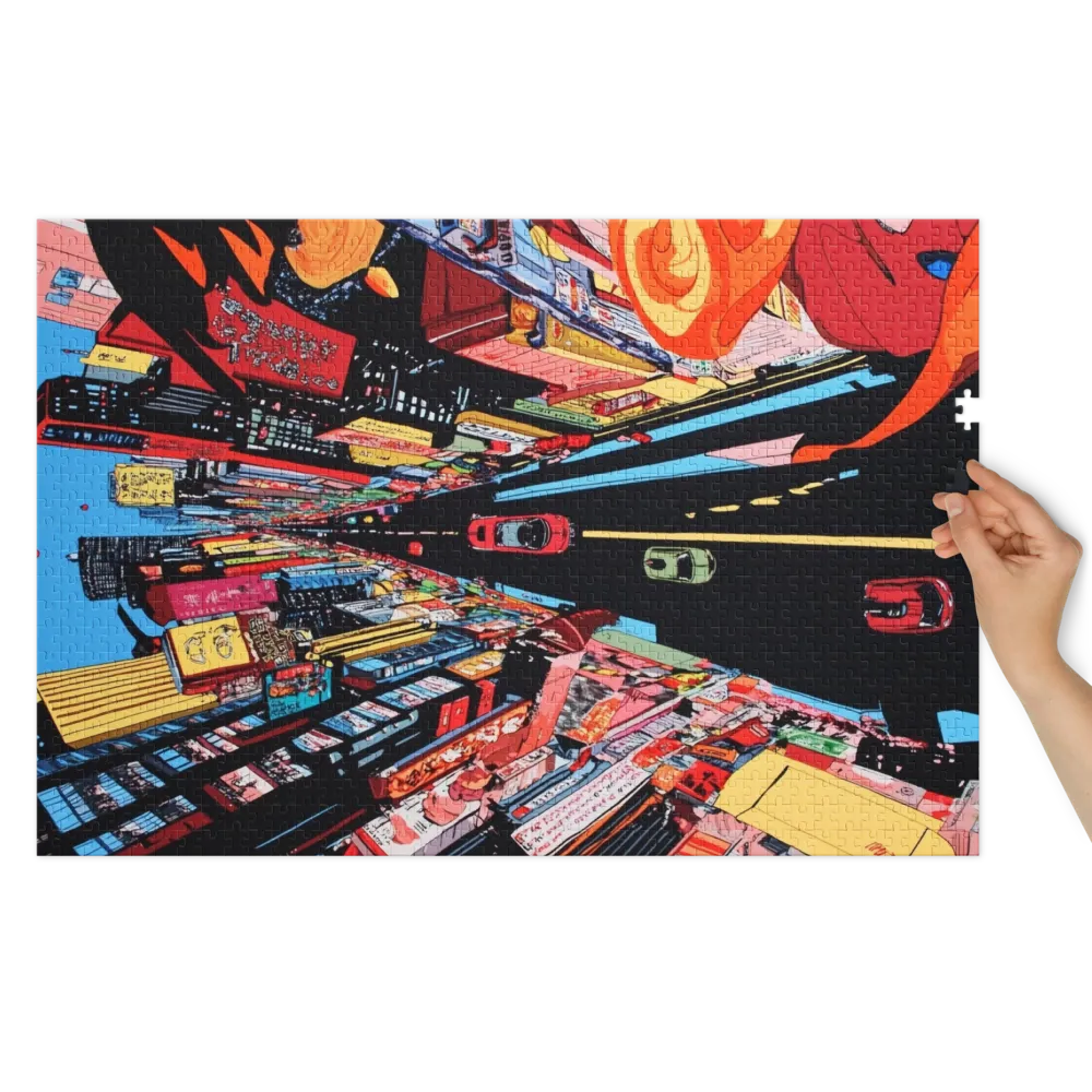 Dynamic Futuristic Cityscape 
 Jigsaw Puzzle in Tin Box