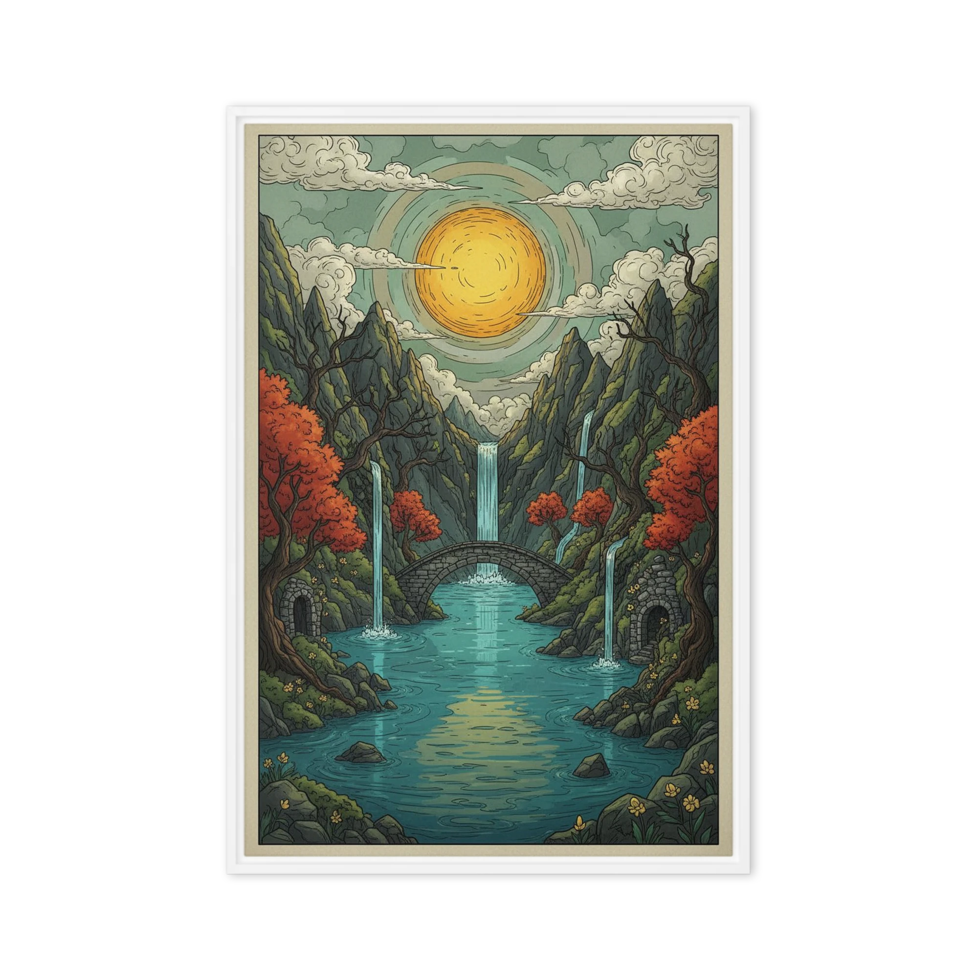 Autumn Waterfall Valley | Art Print