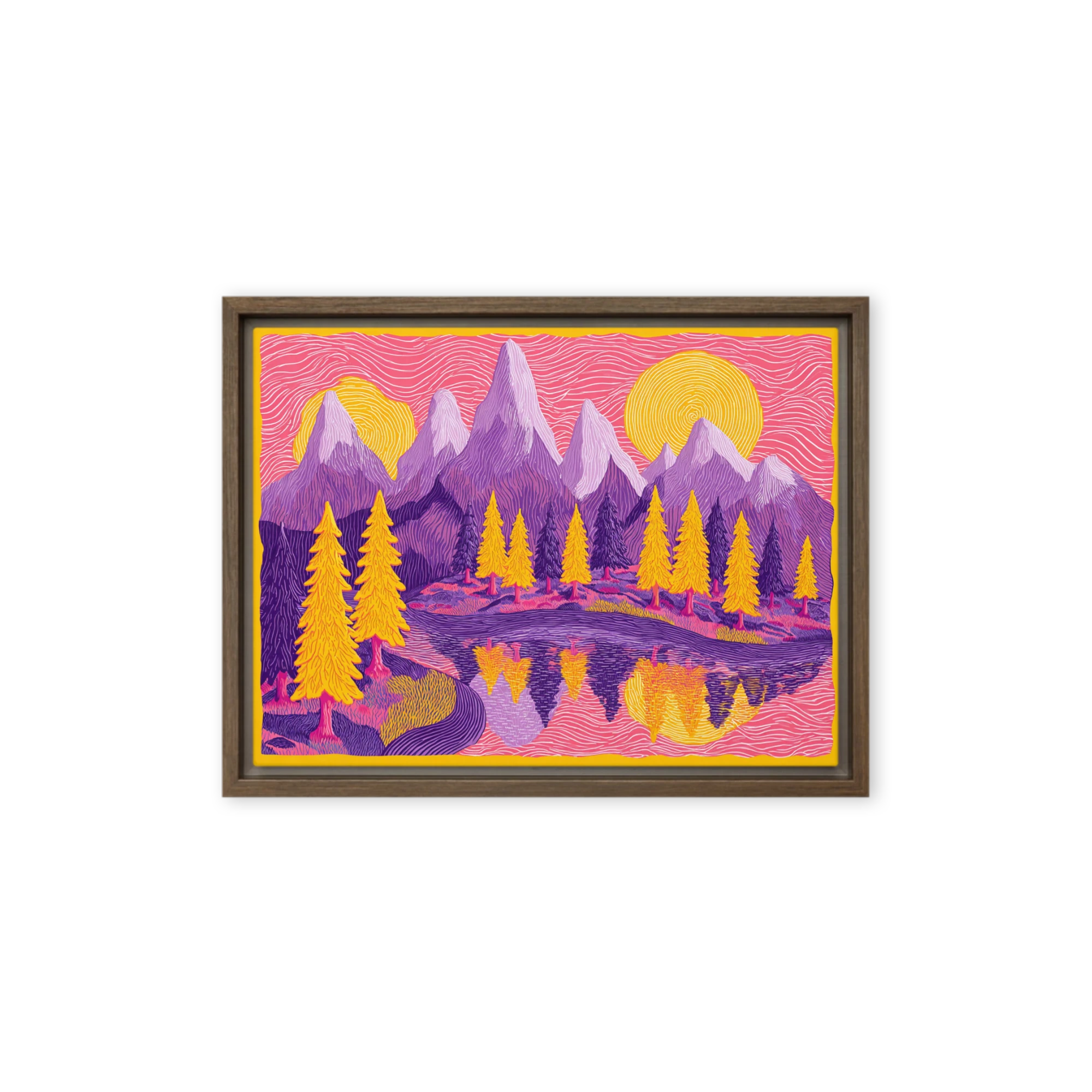 Neon Mountain Reflection