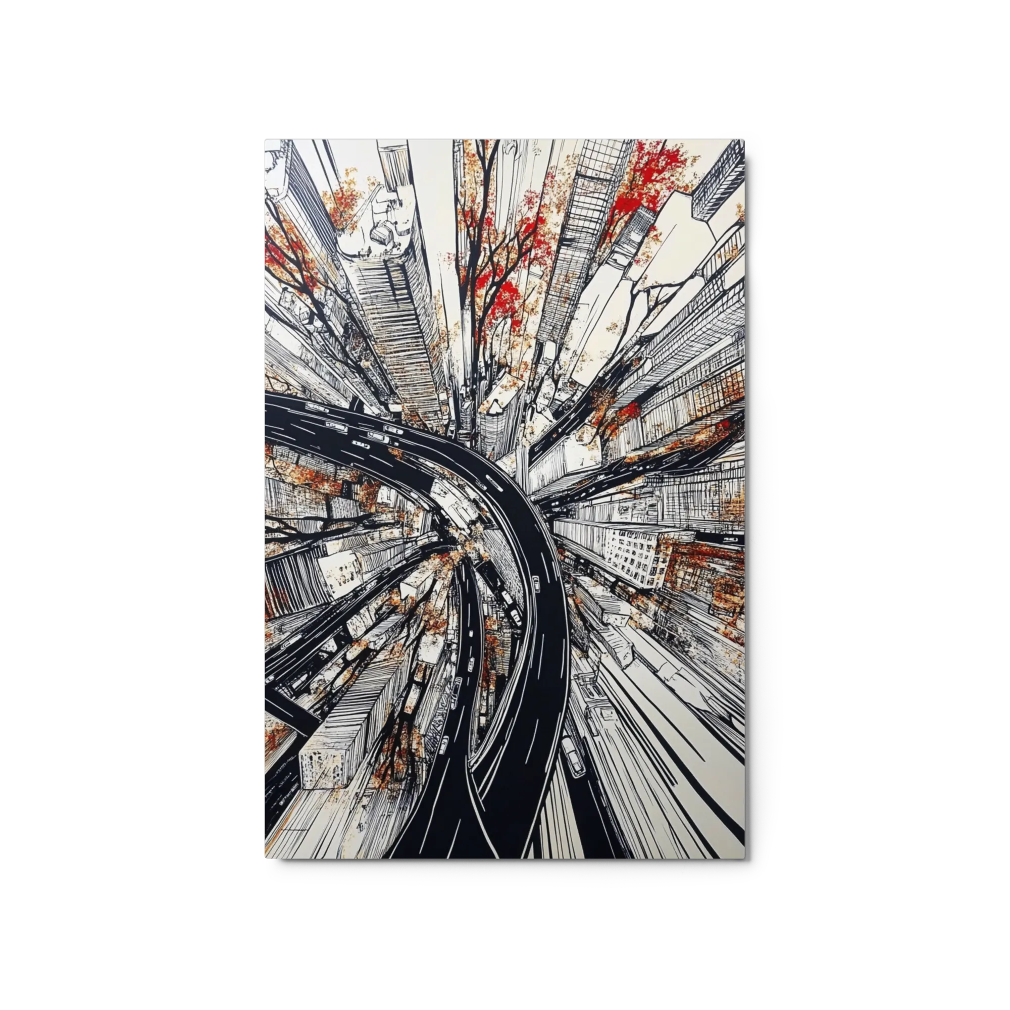 Dynamic Cityscape with Winding Highway