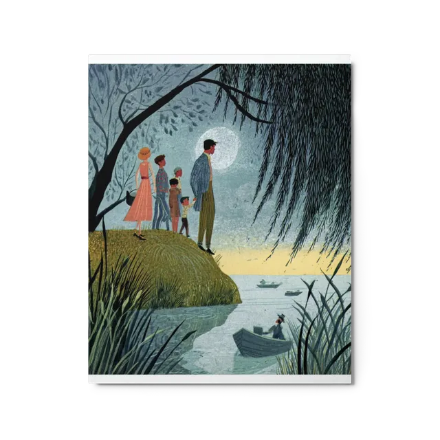 Moonlit Riverbank Gathering | Art Print