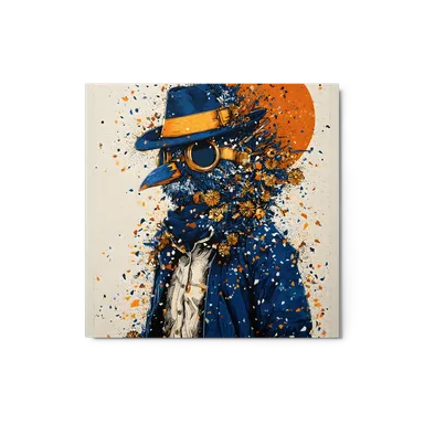 Modern Ochre & Navy Halftone Wall Art — Bold Duotones