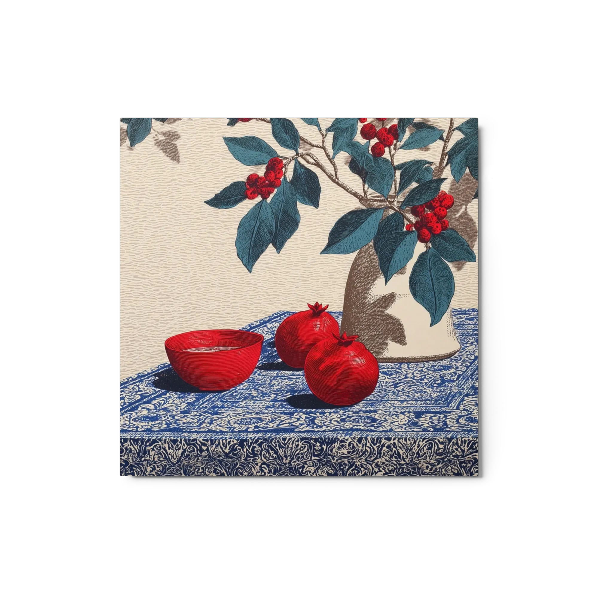 Pomegranates and Red Bowl