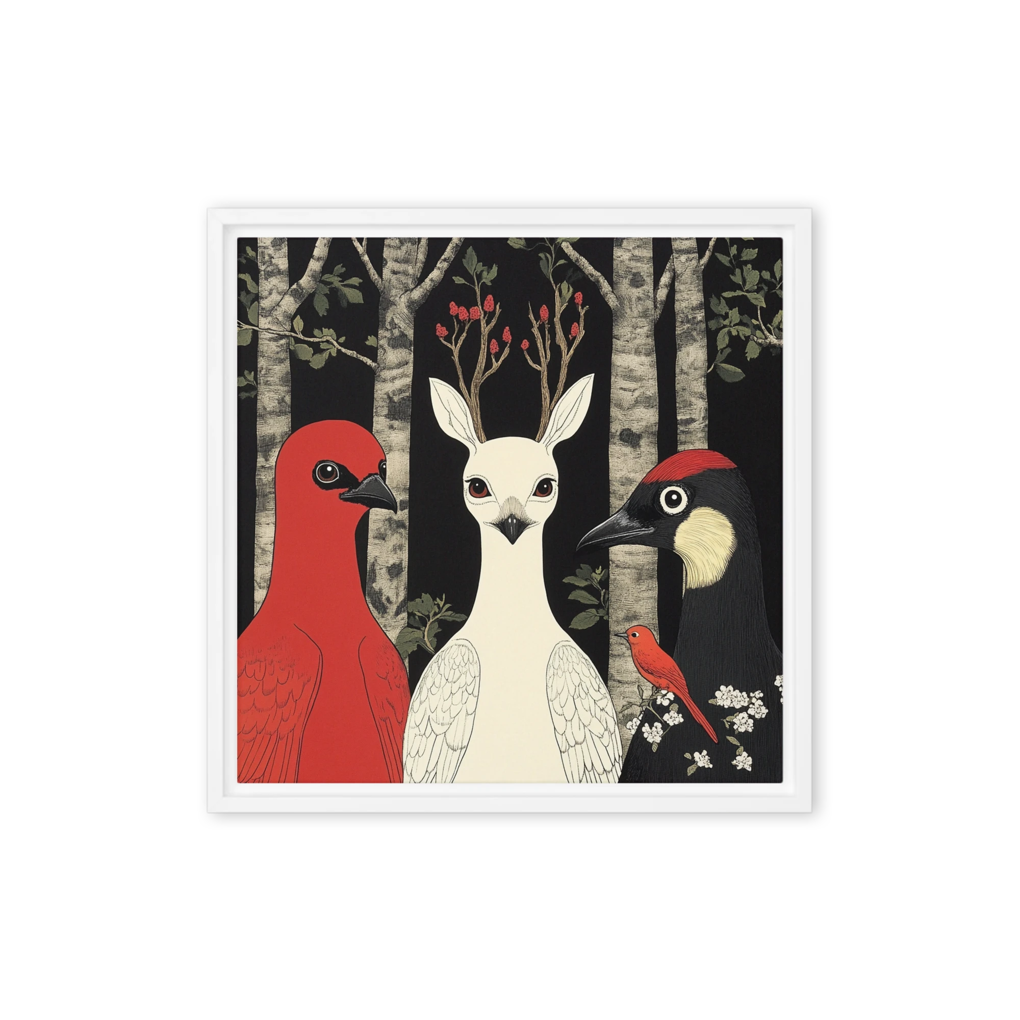 Surreal Birds in Forest