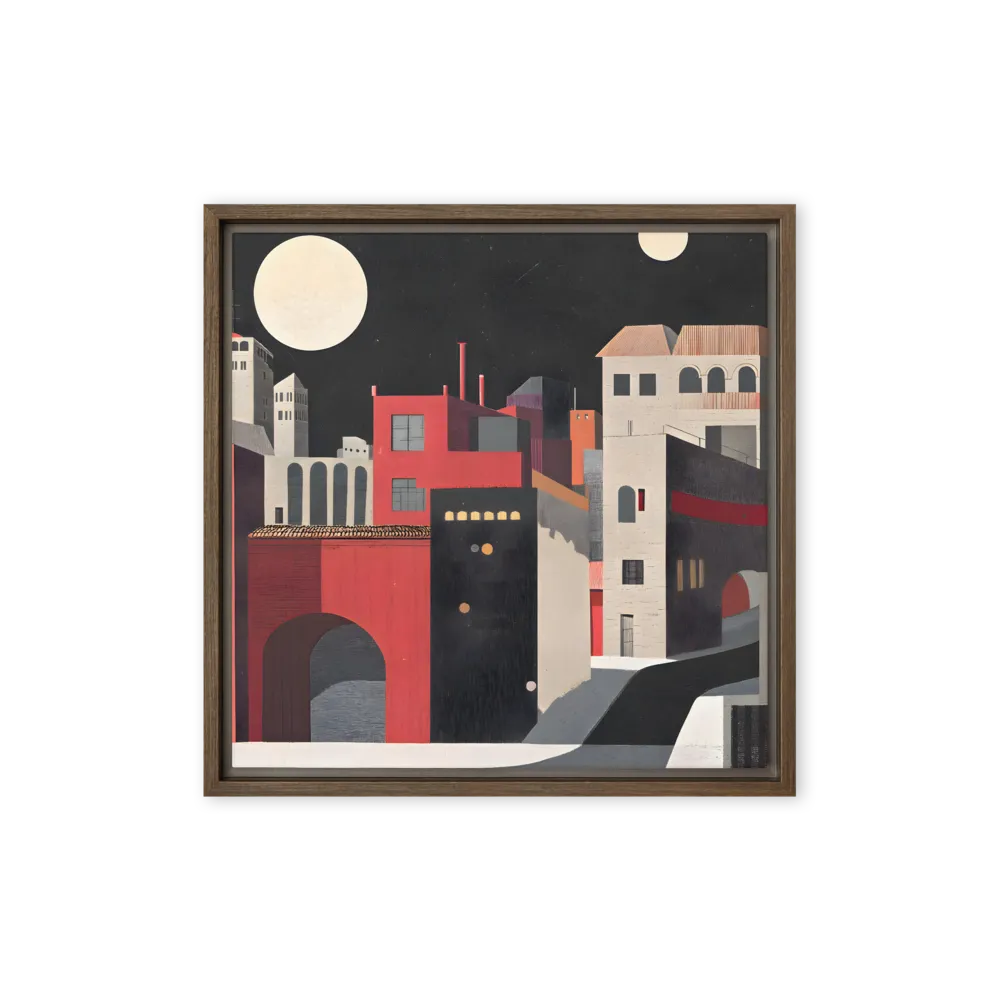 Moonlit Urban Nocturne 
 Canvas with Black Frame