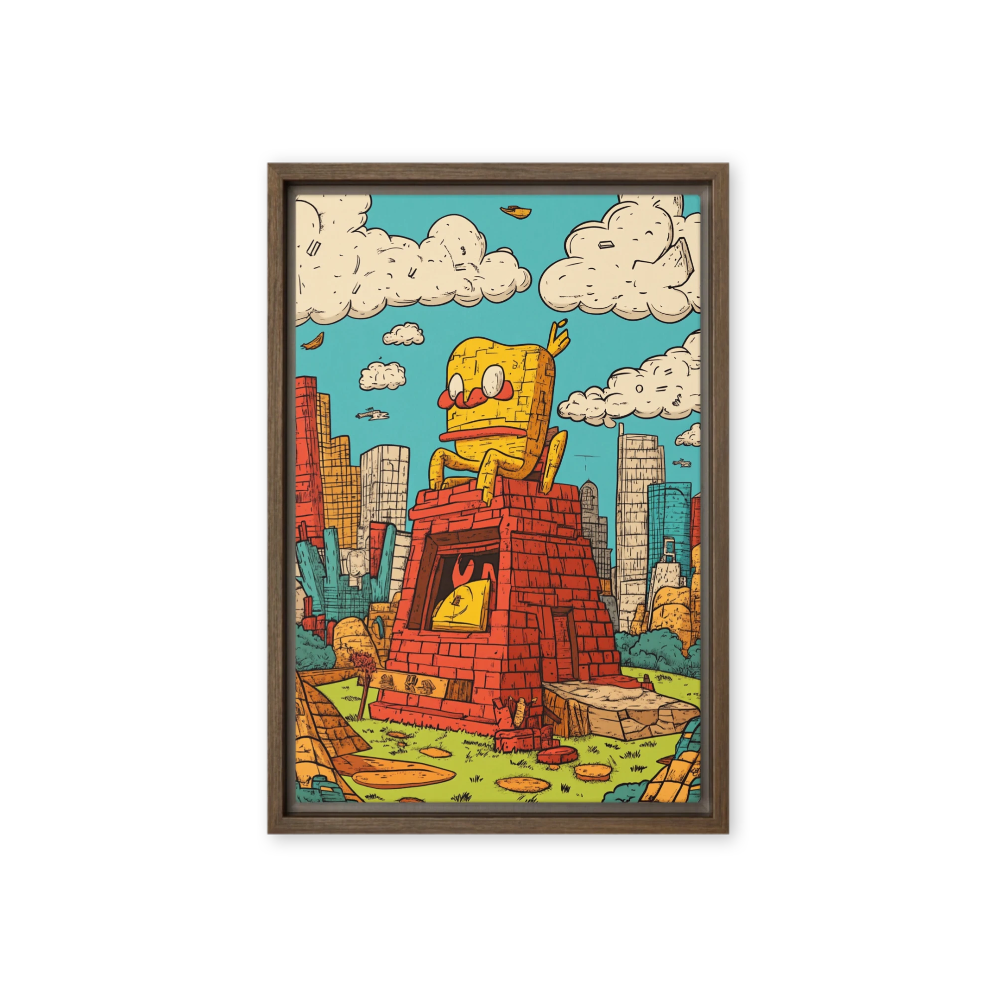 Cartoon Character on Pyramid