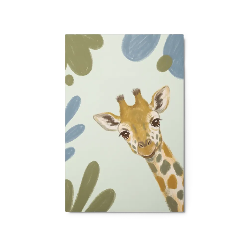 Playful Baby Giraffe 
 Canvas with White Frame