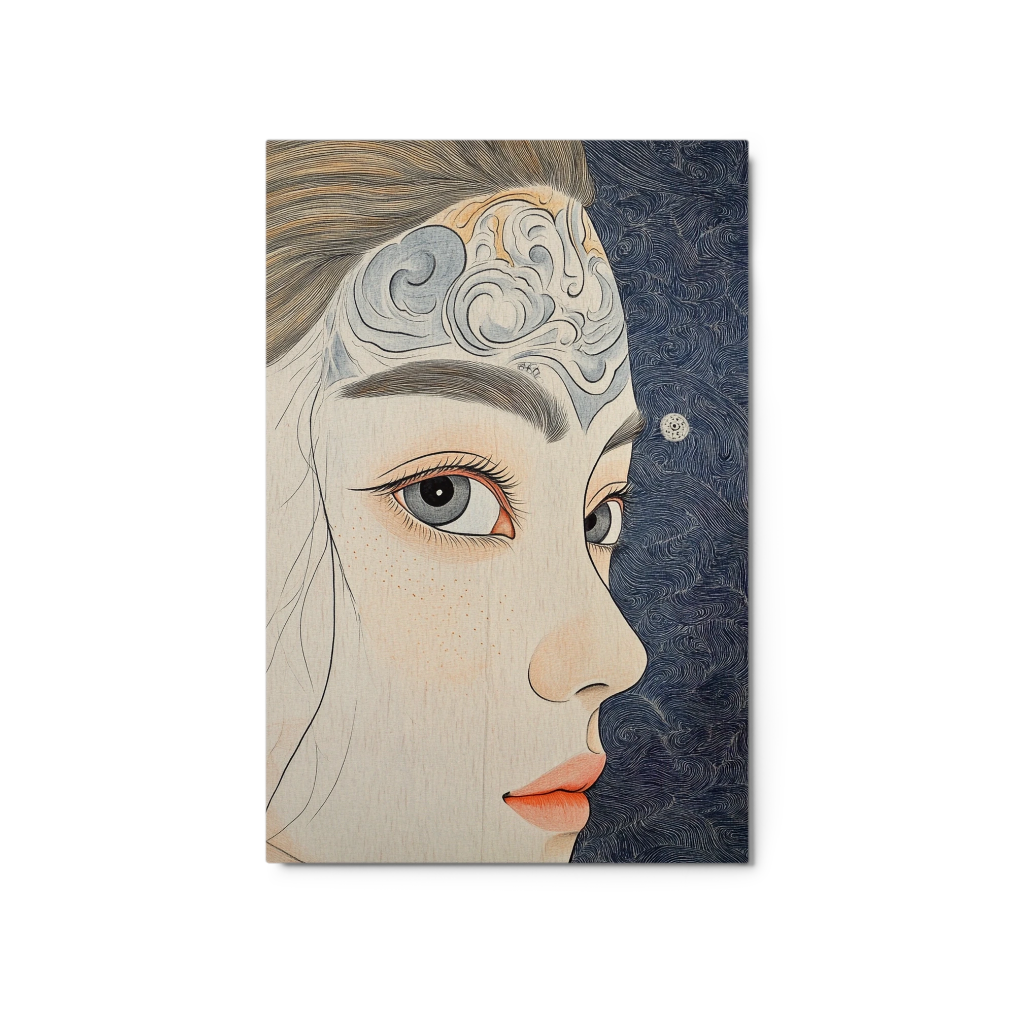 Portrait of a Woman with Cloud Patterns