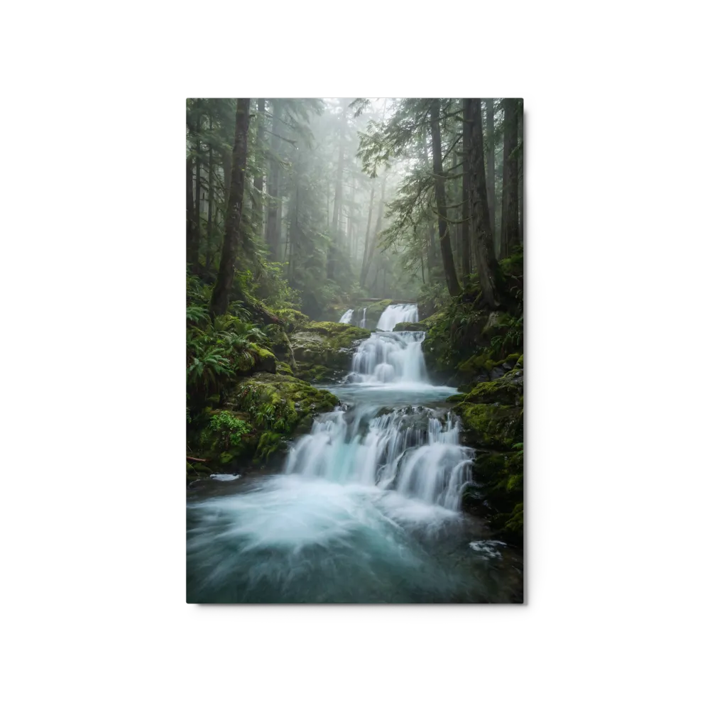 Misty Forest Waterfall 
 Canvas with White Frame