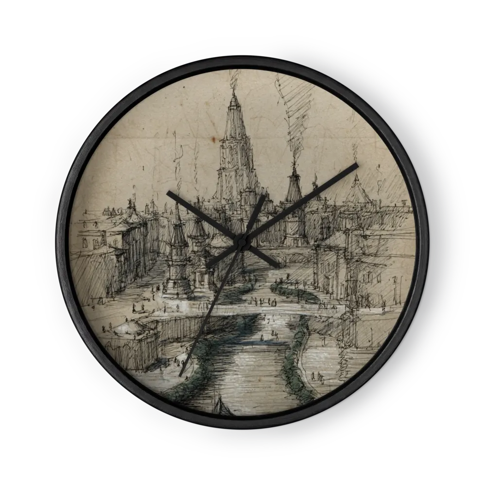 Old City Spires Sketch | Wall Clock
