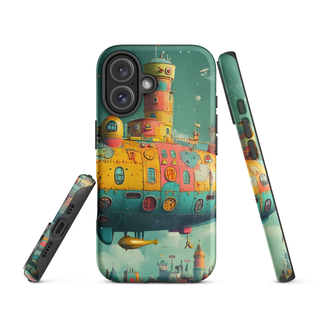 Colorful Submarine in a Whimsical City | Phone Case