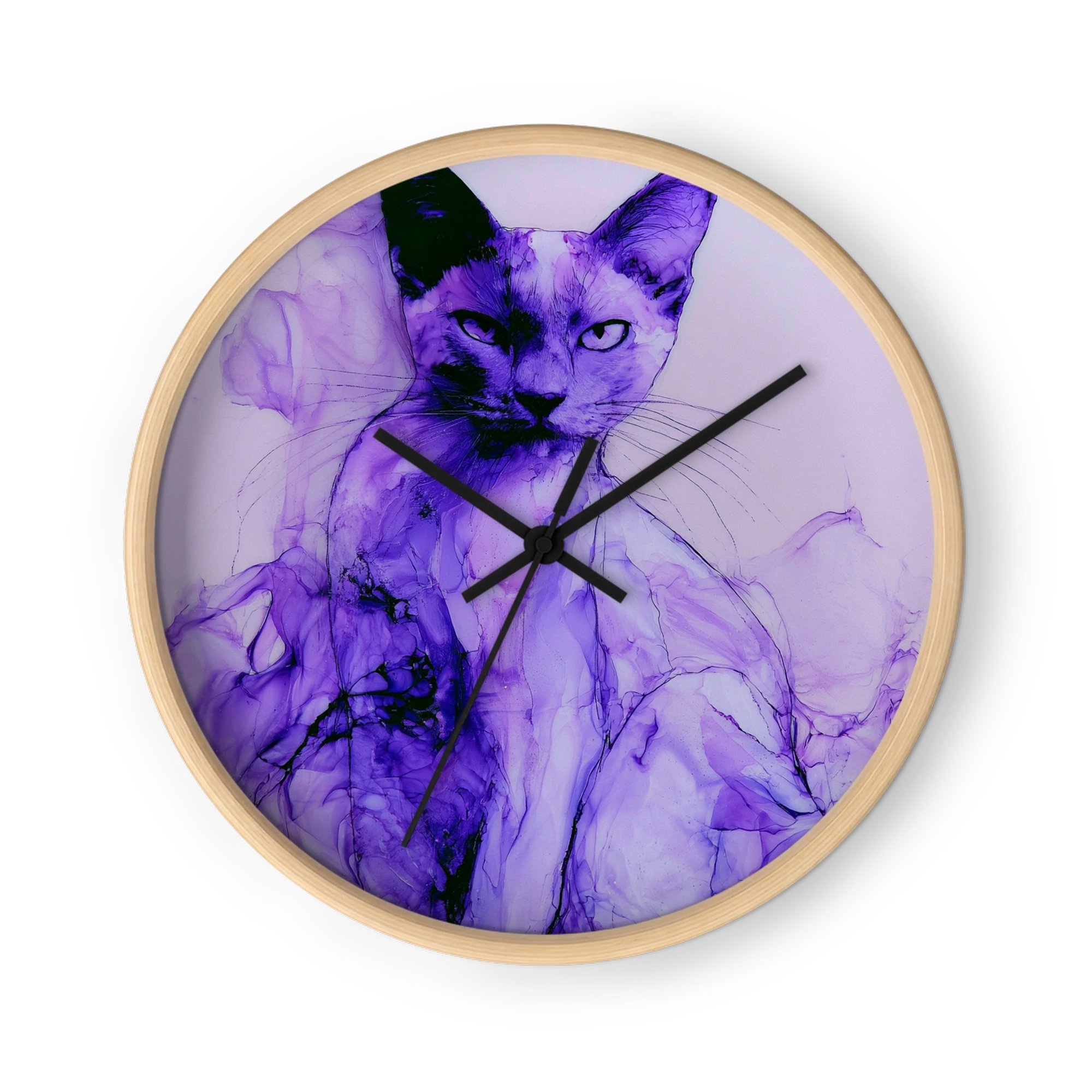 Violet Ink Cat | Wall Clock