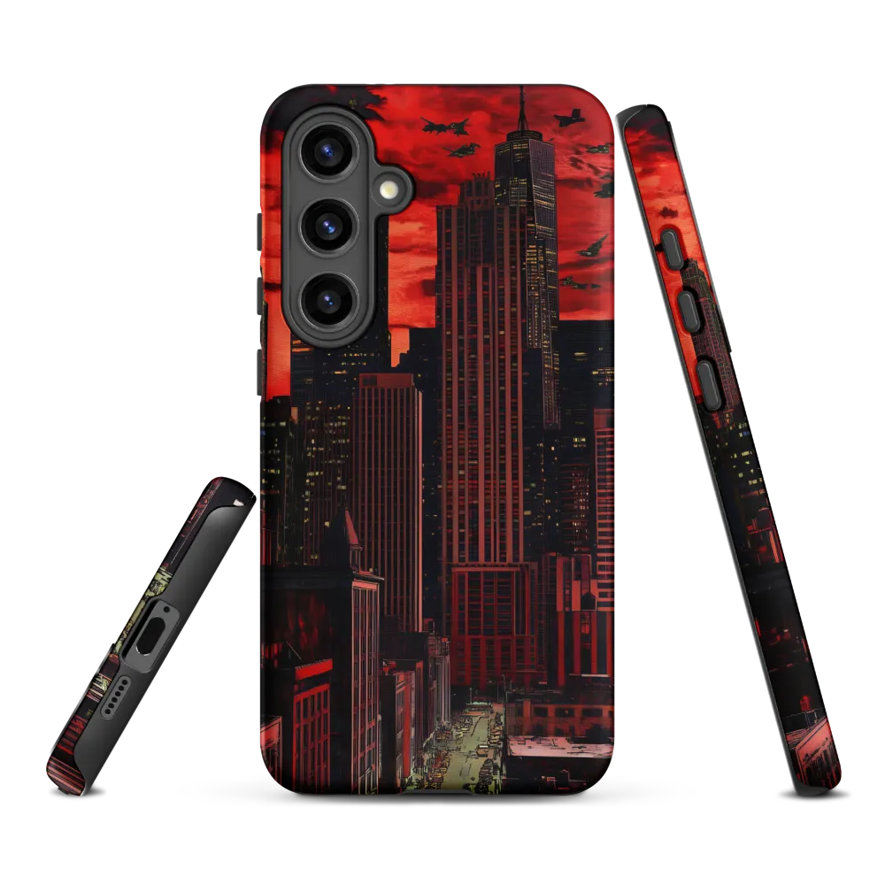Crimson Skies Over Metropolis | Phone Case