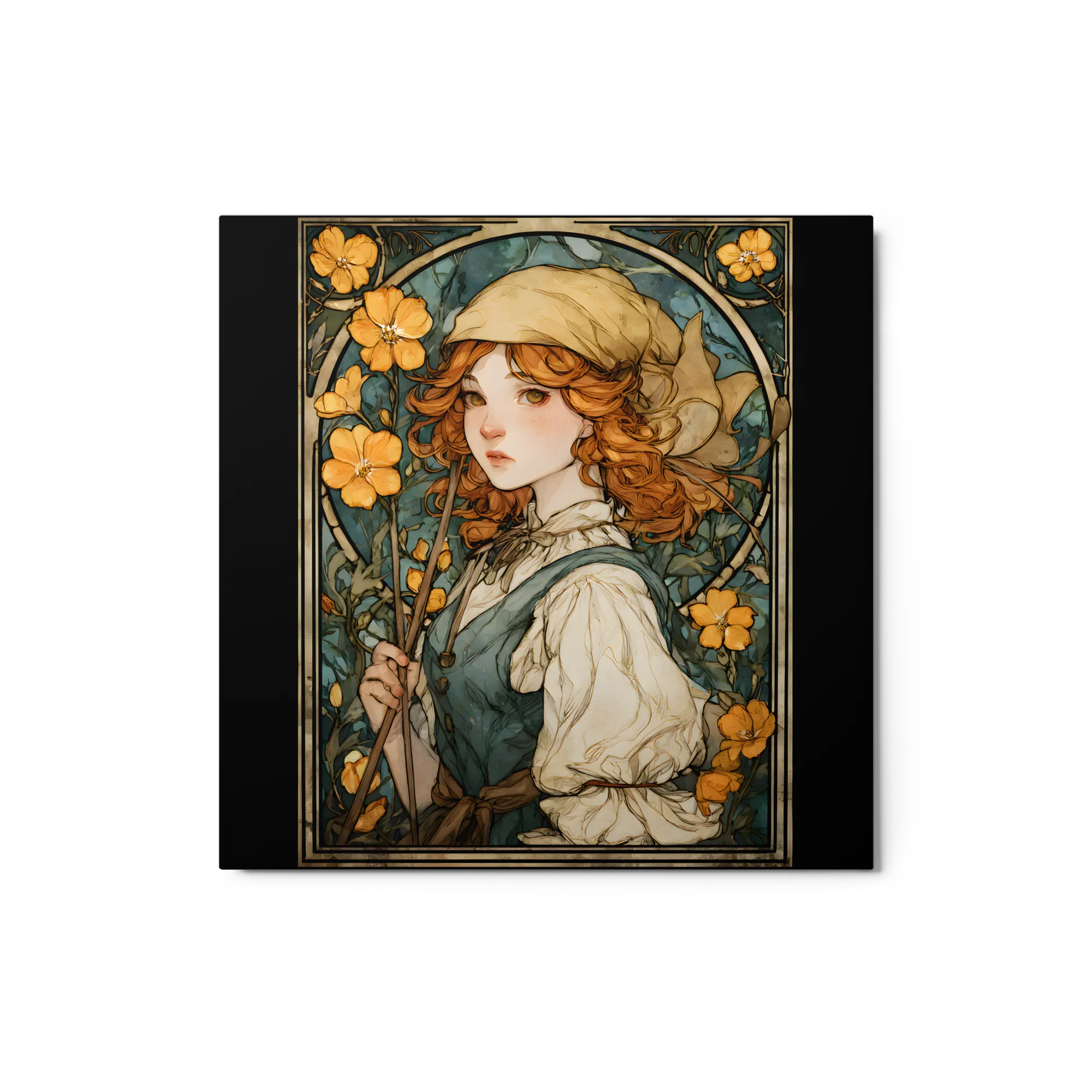 Fiery Bloom Portrait 
 Canvas | 16″x 16″