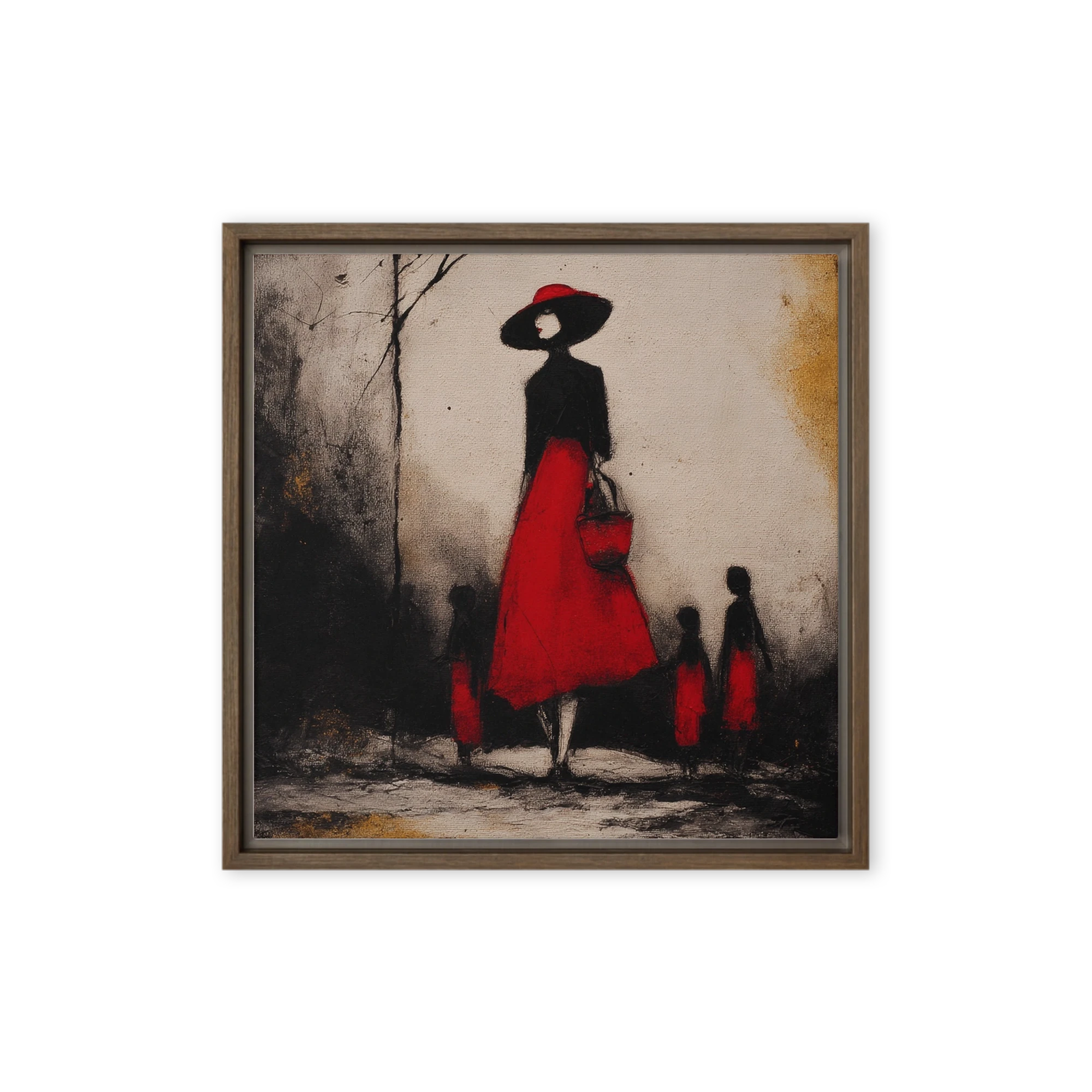Mother and Children in Red