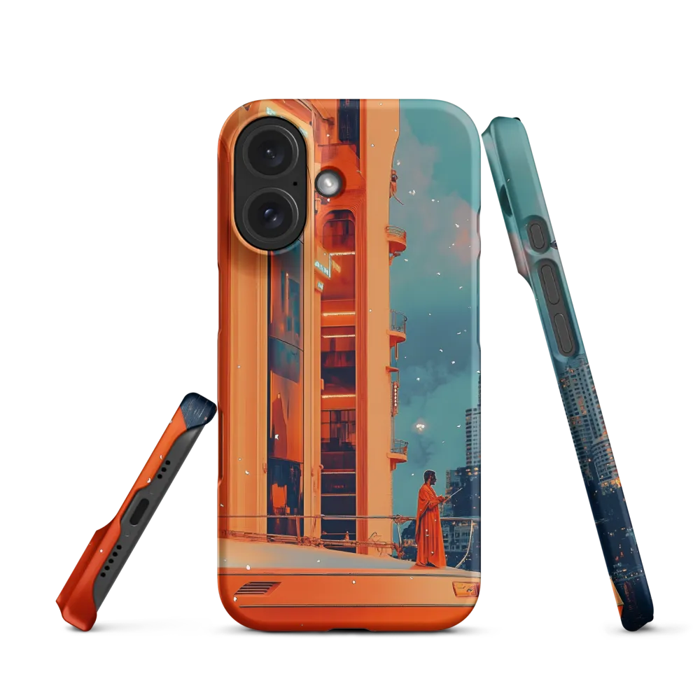 Futuristic Urban Landscape with Figure | Phone Case