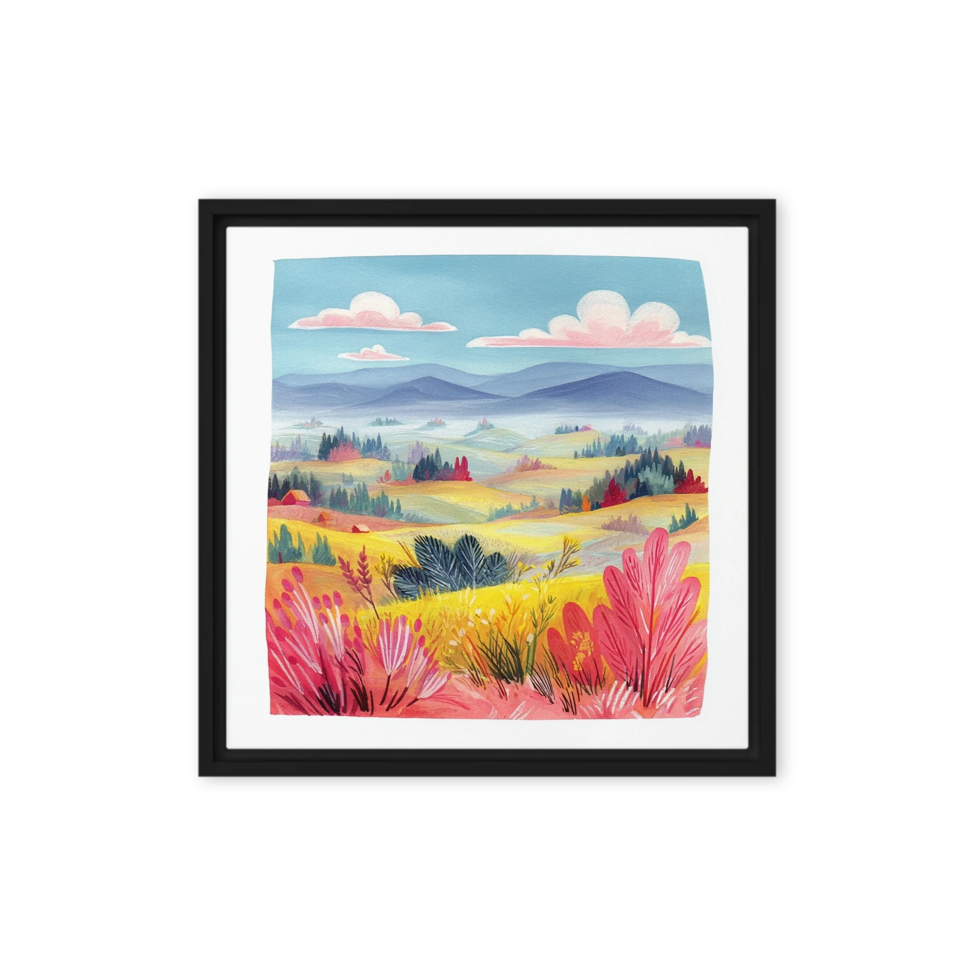 Pink Clouds Over Pastoral Hills | Art Print