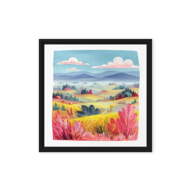 Pink Clouds Over Pastoral Hills | Art Print