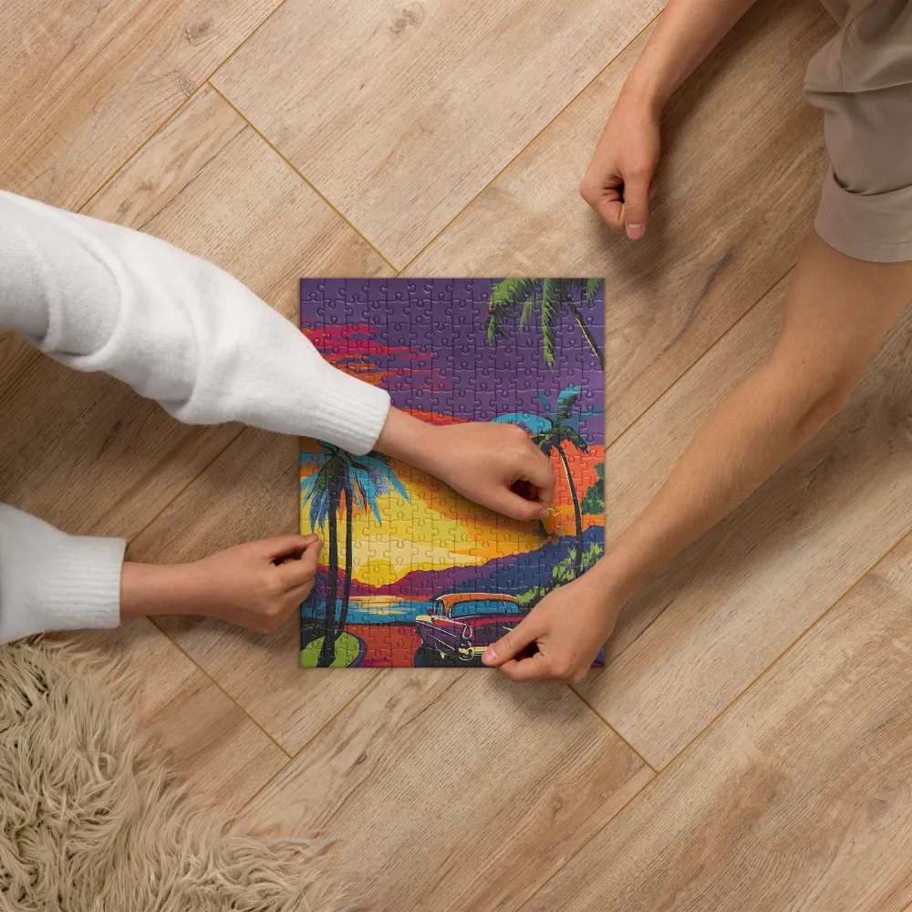Tropical Sunset Car Ride 
 Jigsaw Puzzle