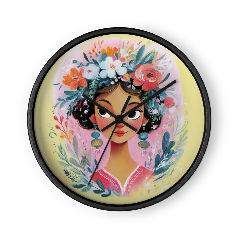 Woman with Floral Crown | Wall Clock