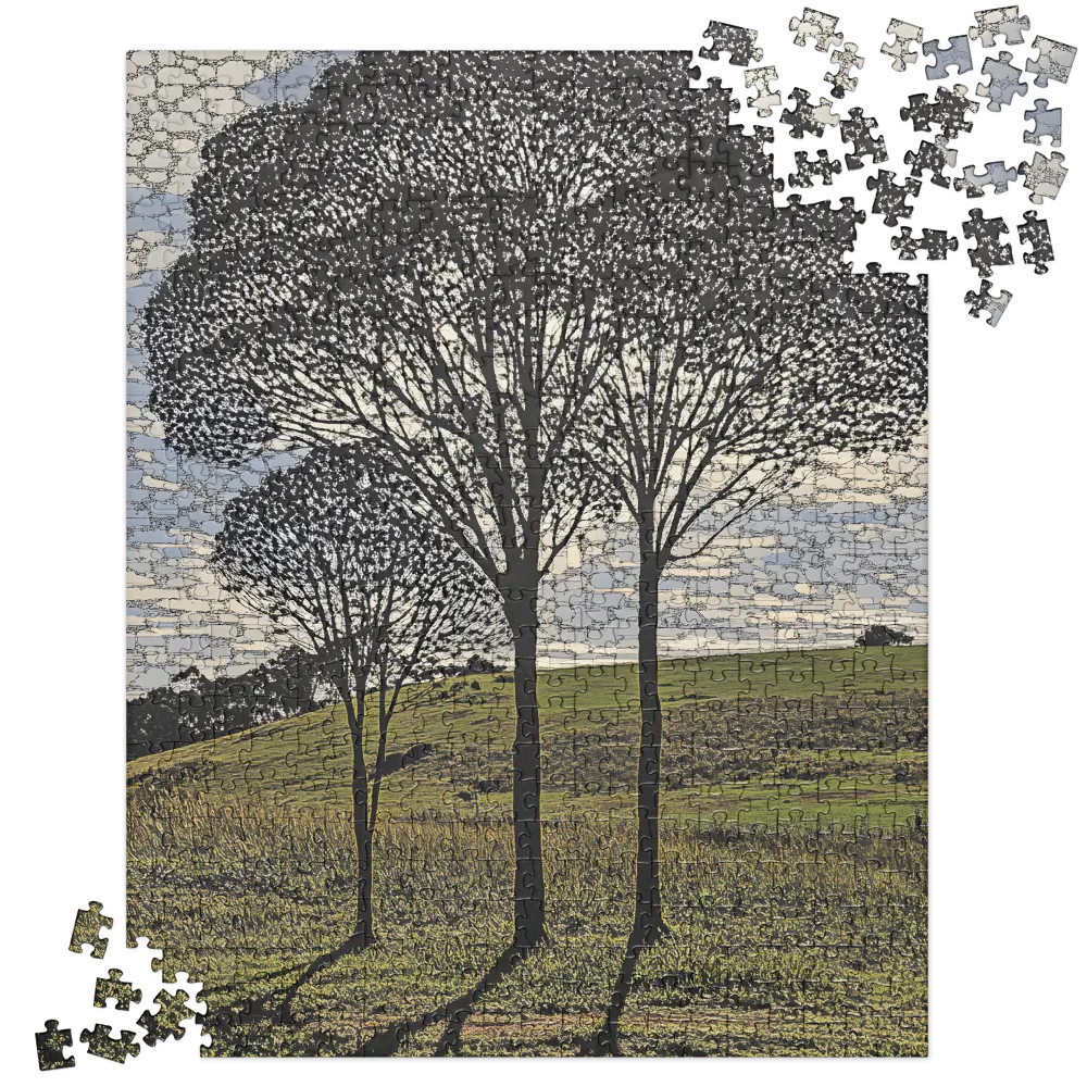 Silhouetted Trees in Mosaic Sky 
 Jigsaw Puzzle