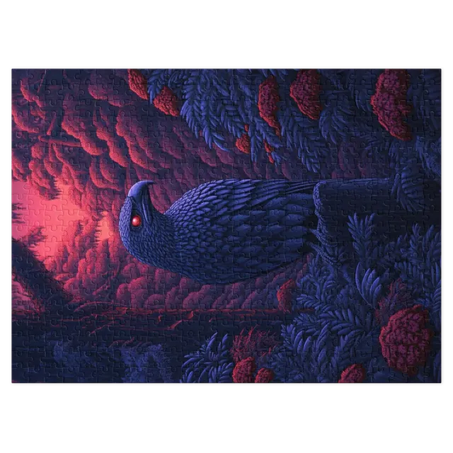 Surreal Bird in a Vibrant Forest | Jigsaw Puzzle (252/520 pieces)