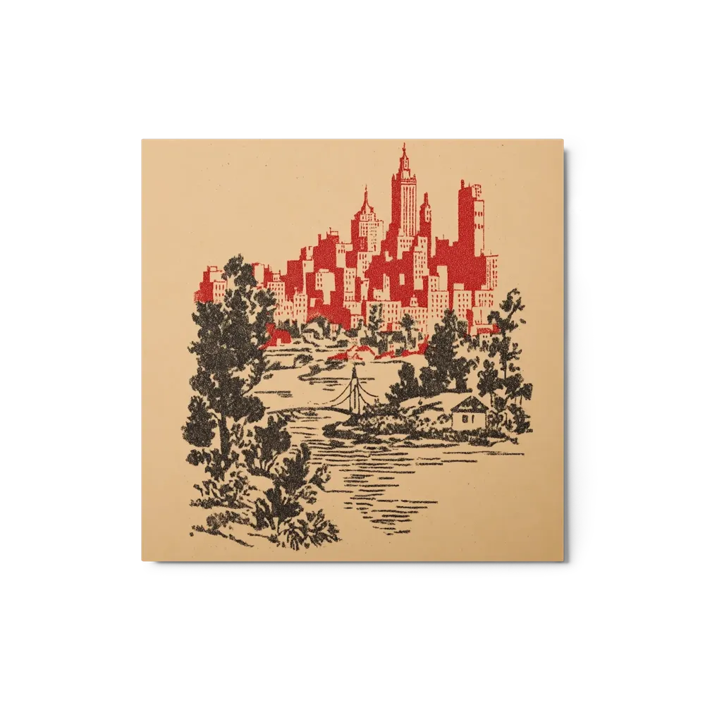 Red Horizon Cityscape | Art Print