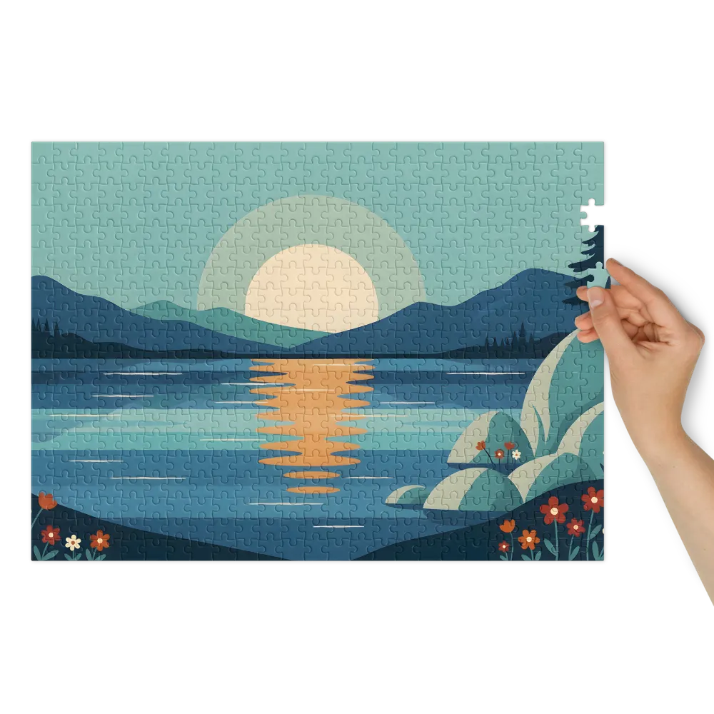 Tranquil Lake Sunset | Jigsaw Puzzles